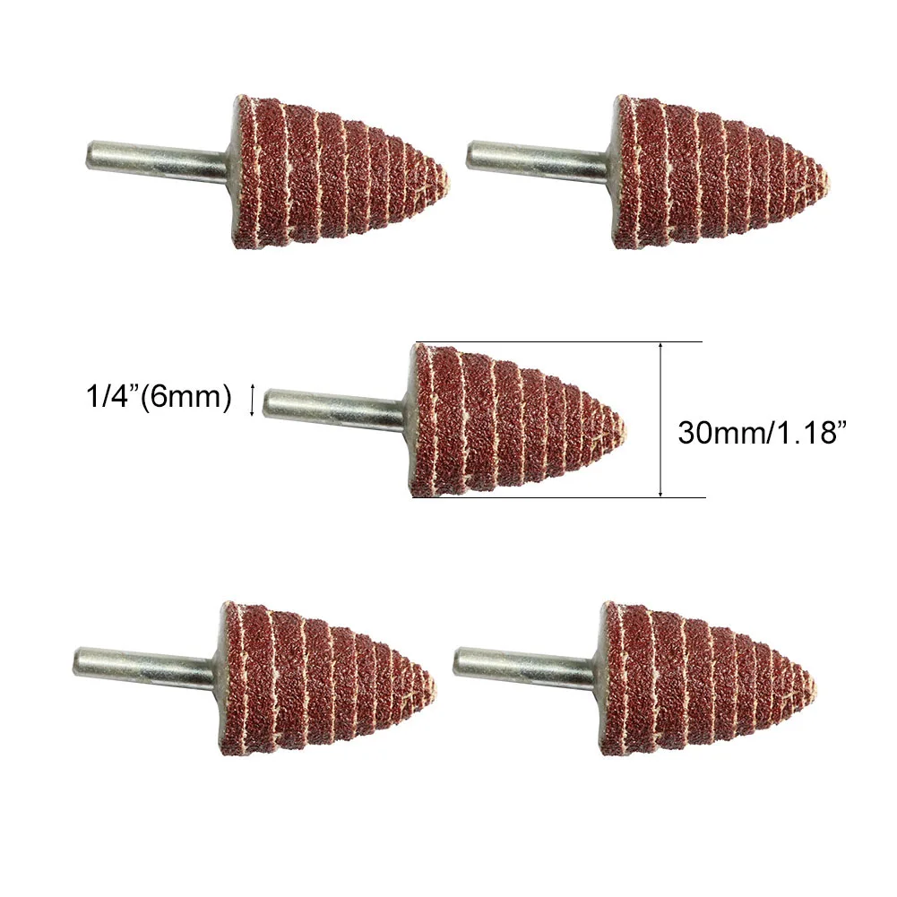 5Pc 1" 16mm/20mm Tapered Cone Grinding Head Grit 80 240 Sandpaper Flap Wheel Polishing Sanding Wheel Drill Rotary Tool 6mm Shank