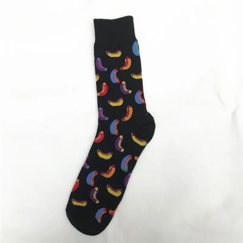 PEONFLY 5pairs/lot Japanese Harajuku Men Socks Beer Hamburg Hot Dog Cute Socks Funny Food Happy Socks Creative Calcetines Hombre