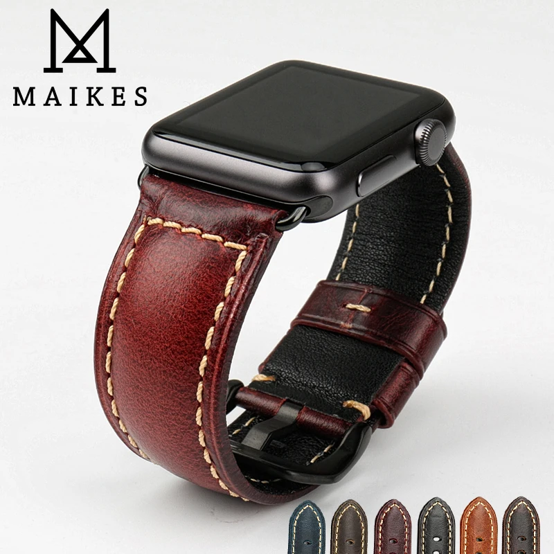 Pulseira de couro vintage para relógio Apple, iWatch Band, 45mm, 41mm, 44mm, 40mm, 42mm, série 7, 6, SE, 5, 4, 3