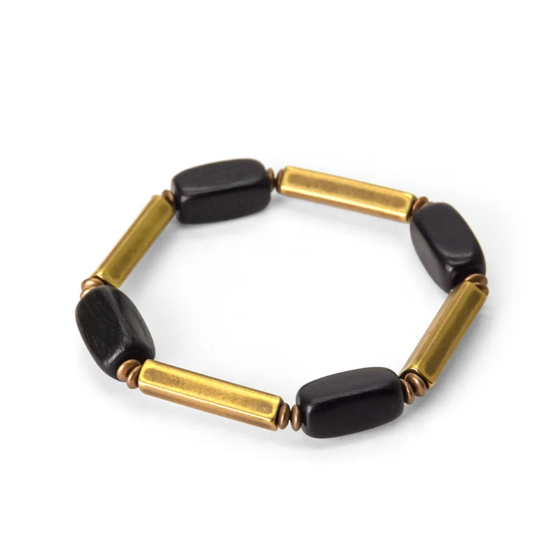 Ebony Mix Copper Beads Bracelet Fashion Rock Street Unique Geometric Beaded Contracted Health Spiritual Male Female Jewelry