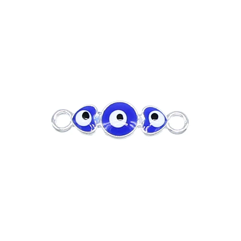 6pcs 27*8*3mm love heart evil eye bracelet link accessories DIY female jewelry bracelet necklace making accessories