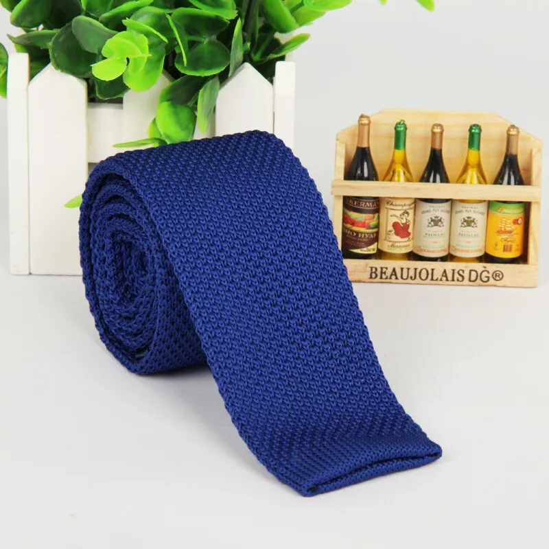 Gravatas De Luxo Para Homens Men's Solid Color Tie Black Grey Blue Red Navy Blue Knitted Necktie Cravatte Pour Homme