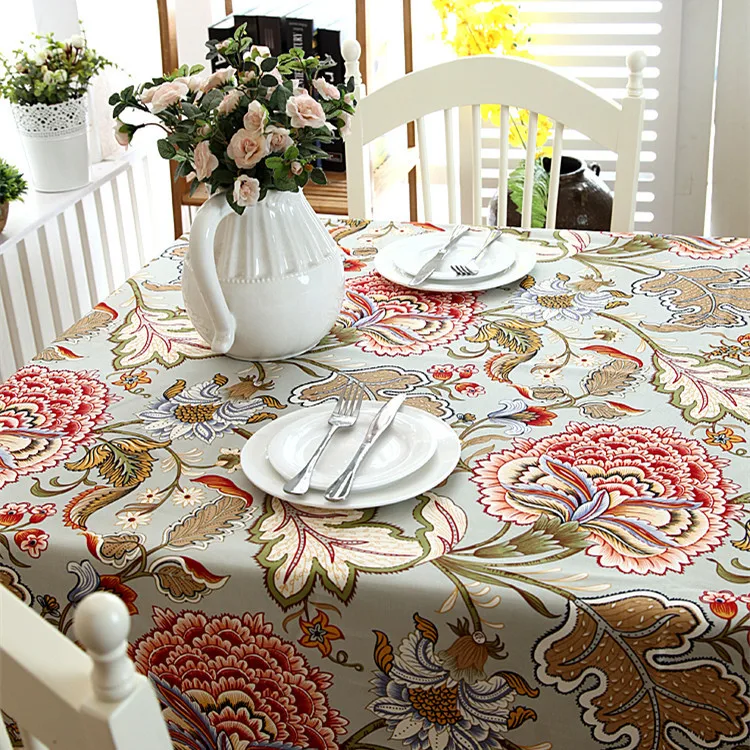 Slow Soul Floral Thickened Table Cloth Pastoral Banana Leaves Pattern Canvas Cover  American Style Tablecloth Home Decor ZB-122