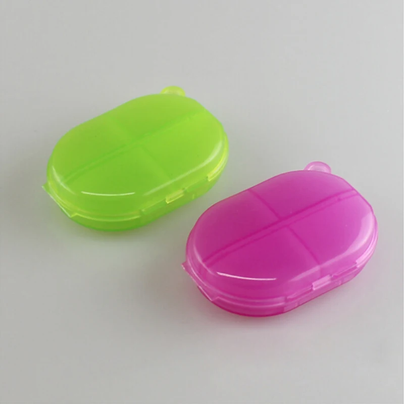 1pcs high quality 5 double box jewelry box small portable box oval shaped pills plastic chip