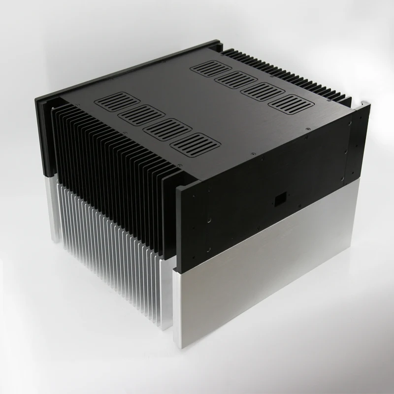 Aluminum chassis silver/black both side with radiator audio power amplifier case box case BZ4315A