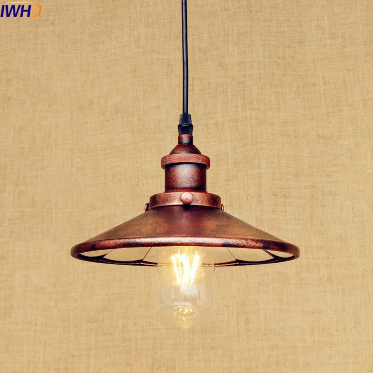 IWHD Rustic Eidson Vintage LED Pendant Lamp Dinning Room Hanging Light Retro Loft Industrial Pedant Lighting Luminaire