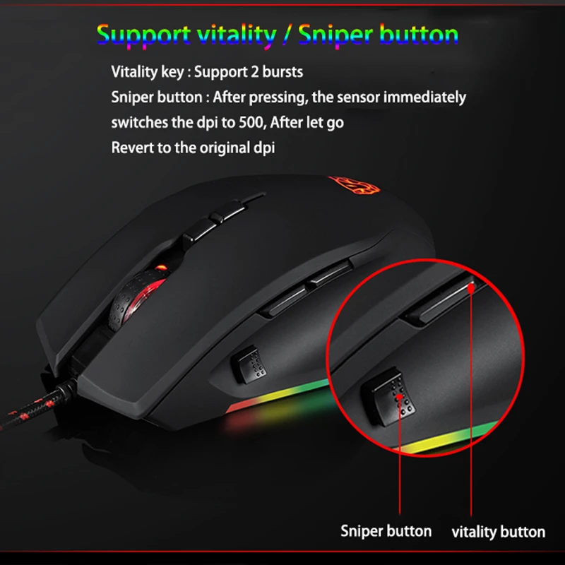 Imagem -02 - Motovelocidade V80 Rgb Profissional Gamer Mouse 5000 Dpi Usb Computador com Fio Óptico Ratos Retroiluminado Respiração Led para Computador Portátil