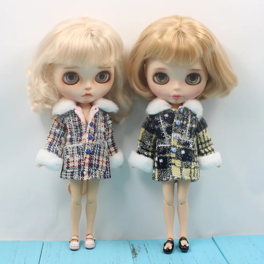 

DBS 1/6 Blyth clothes Joint body ICY doll gingham winter warm Plush Coat girl boy gift