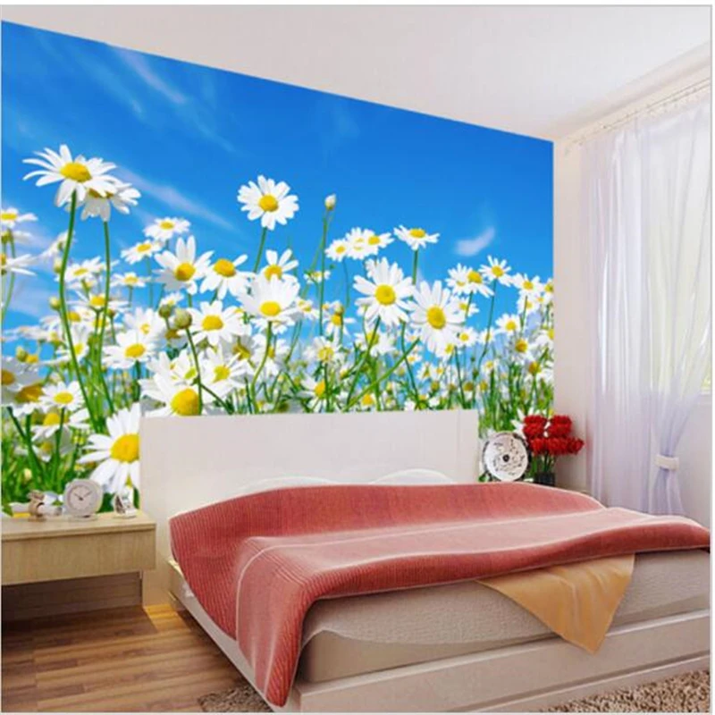 

beibehang Custom Photo Wallpaper 3D Large-scale Stereo Fresh And Simple Daisy Bedroom Living Room TV Background Wallpaper mural