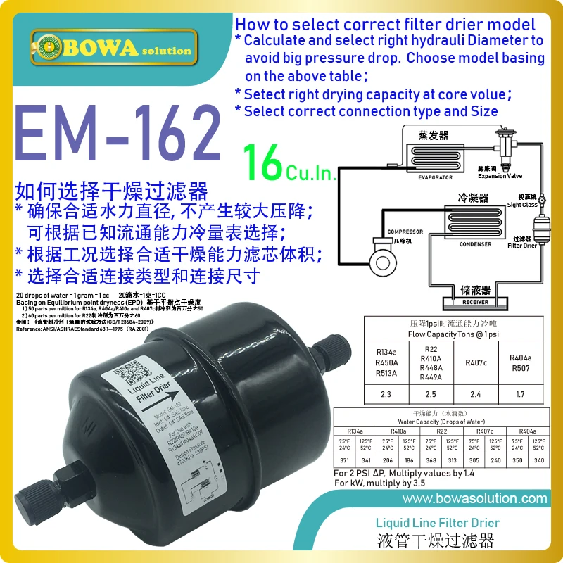 16 Cu.In. filter driers with 1/4\