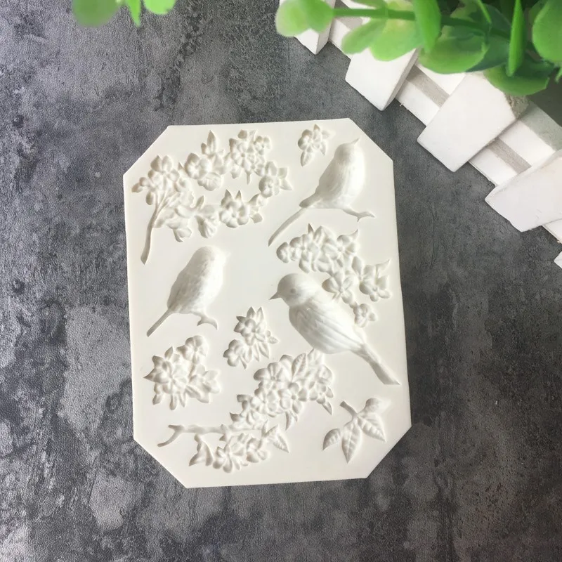Sugarcraft ptak i kwiat silikonowe formy do fondant ciasto dekorowanie narzędzia czekoladowe gumpaste mold