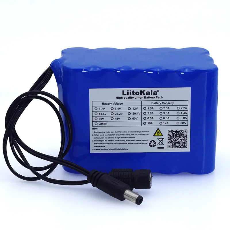 Imagem -02 - Liitokala 12v 10ah 18650 Li-lon Bateria 12.6v 10000mah com Bms Placa de Proteção de Circuito dc 5.5*2.1 mm Mais Carregador 1a