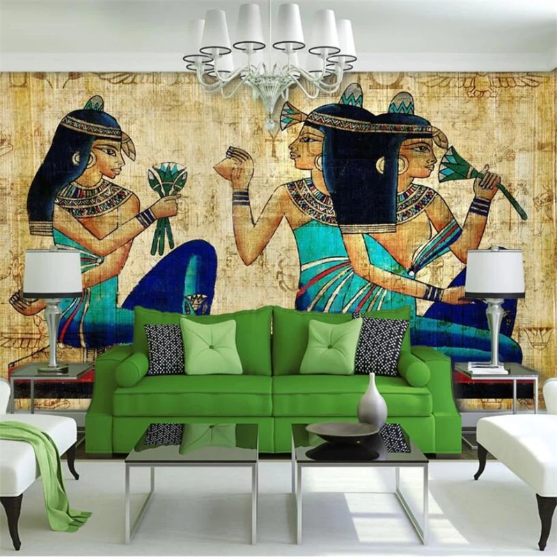 beibehang Custom wallpaper 3d murals hand-painted European ancient Egyptian wall painting character tv background wall paper