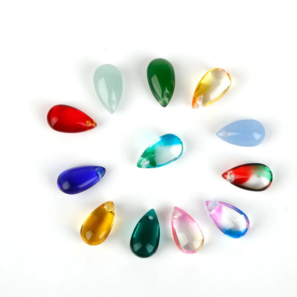 Lampwork Glass Czech Bead Water Drop Oval Gradient Color Beads For Jewelry Making Woman DIY Necklace Findings 14x8mm 5pcs