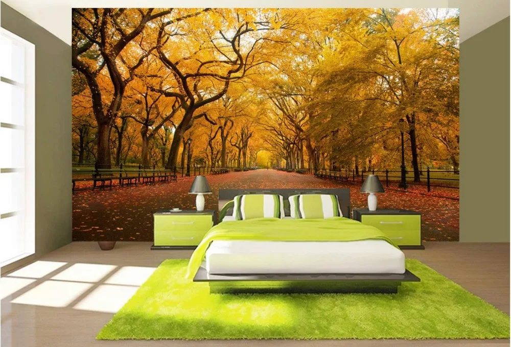 

Wallpaper 3d stereoscopic Maple trees in autumn Papel parede mural wallpaper Wall Decoration Fresco