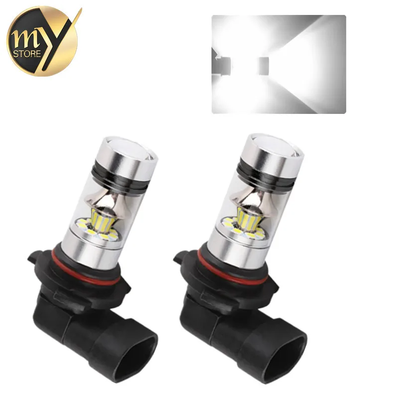 2 PCS H8 H11 9005 9006 100W 20 SMD Car Auto LED Fog Running Light Bulb Lamp DC 12V 24V 6000k Super Bright White