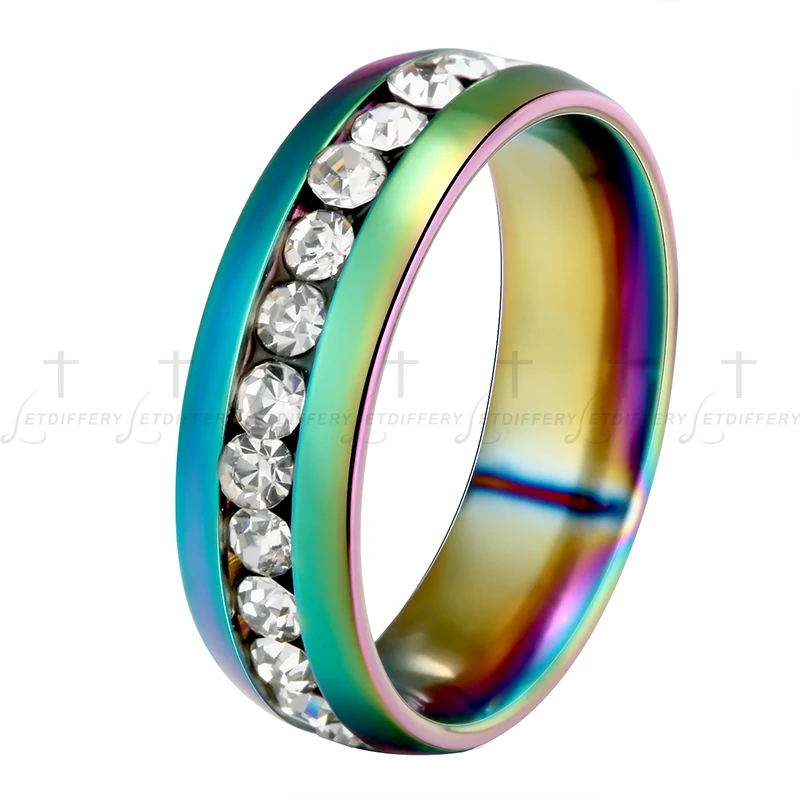 Letdiffery 316L Stainless Steel Charm 6MM  Rings For Couple 4 Colors Ring Anniversary Gifts Jewelry for Men Women