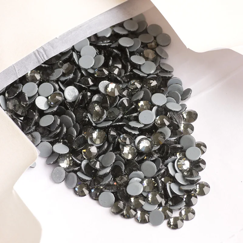 YANRUO 2058HF SS4-SS30 Black Diamond Glass Strass Hotfix Crystal Flat Back Hot Fix Rhinestones For Garment Accessories