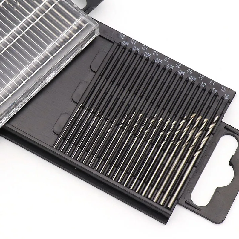20pcs HSS Mini Micro Twist Drill Bit Set Diameter 0.3-1.6mm Model Craft With Case Repair Tools Tiny Parts