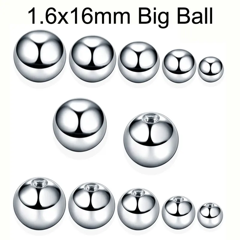 2 Pieces 16mm big Ball Stainless Steel Ball 1.6mm Screw Balls Replacement PA Ring Nipple Nose Body Piercing Jewelry