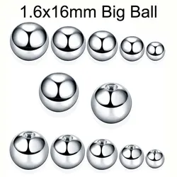 2 Pieces 16mm big Ball Stainless Steel Ball 1.6mm Screw Balls Replacement PA Ring Nipple Nose Body Piercing Jewelry