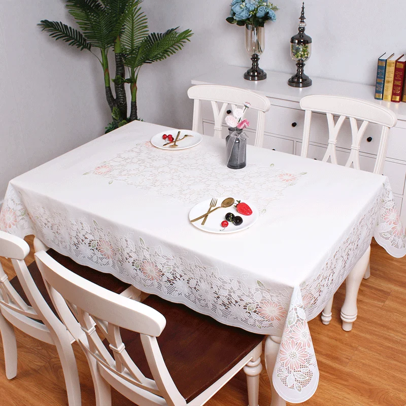 PVC Waterproof Tablecloth Transparent Tablecloth with pattern Kitchen Table Cover Oil Cloth Soft floral print Tablecloth 137x180