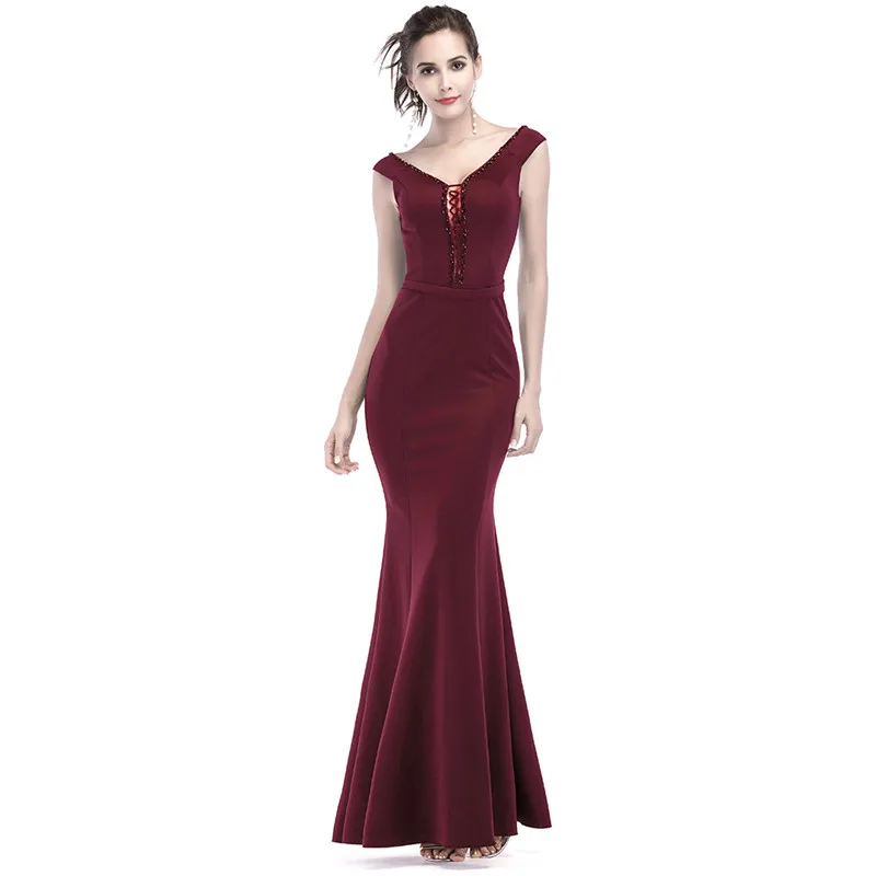 

Corzzet Elegant Red Wind Deep V Neck Backless Dress Sexy Womens Night Party Club Dresses Mermaid Slimming Sexy Dress Clubwear