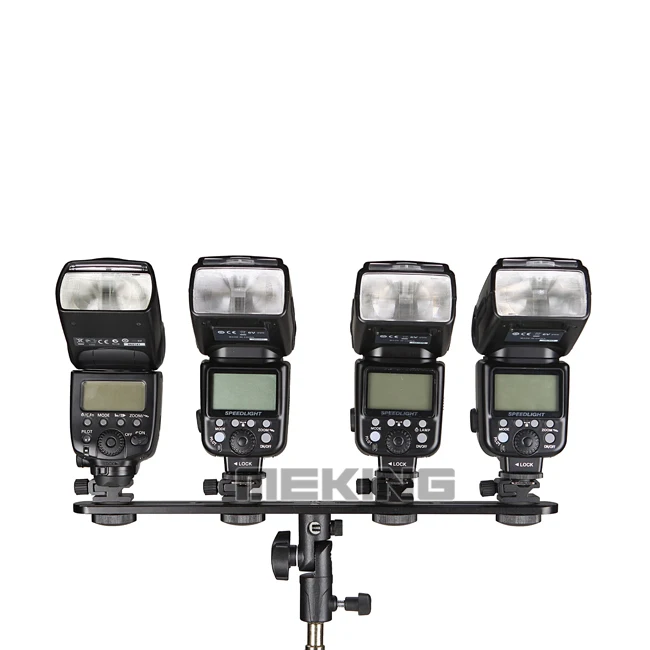 Meking Selens M11-083 4 hotshoes Speedlite حامل المظلة قطب ضوء دعامة حامل معدني