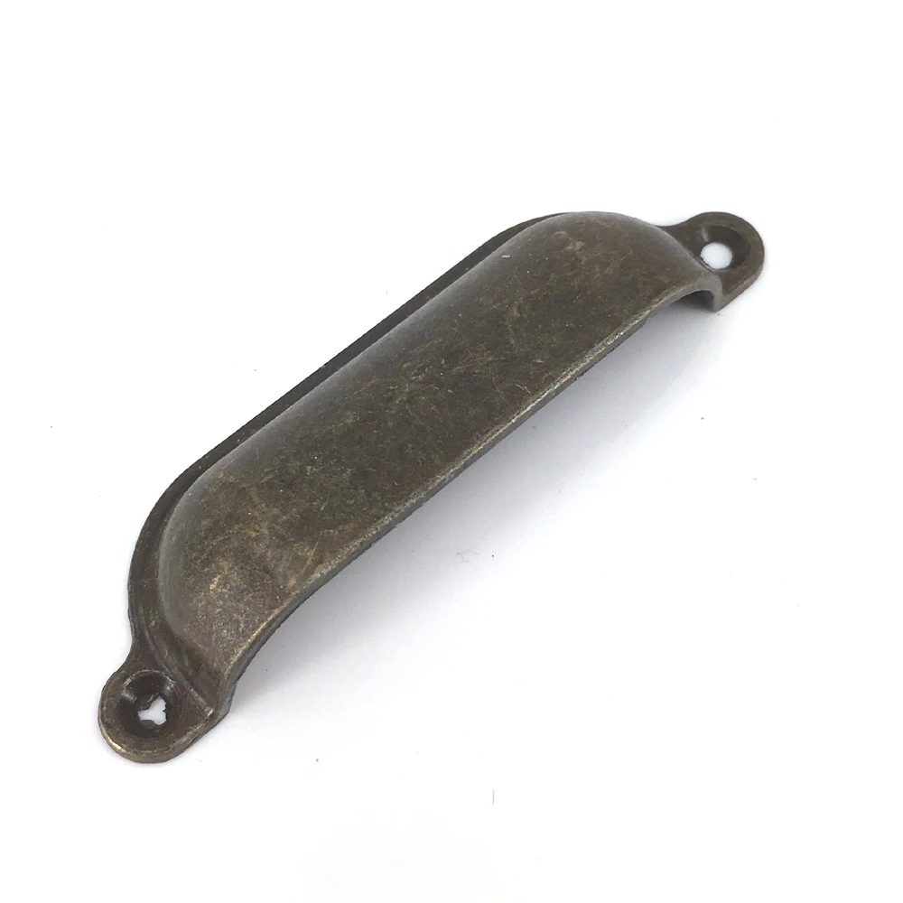 Antique Bronze Furniture Handle 101mmX27mm Drawer Cabinet Iron Shell Cup Handle Pull Knob w/ Screws