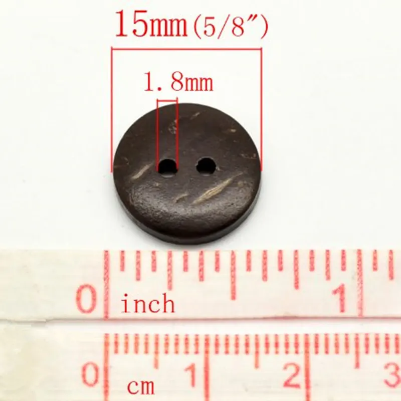 50Pcs 15mm Brown Coconut Shell 2 Holes Sewing Buttons Scrapbooking , Scrapbooking Crafts , 7NK246