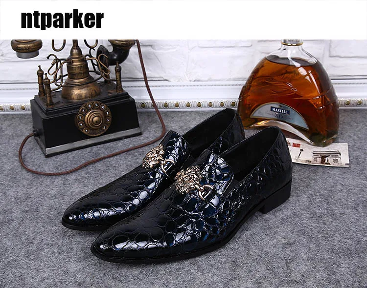 ntparker Man Dress Shoes Leather Pointed Toe Leather Dress Shoes Handmade Italian Style Man Oxfords Red Wine/Black, EU38-46