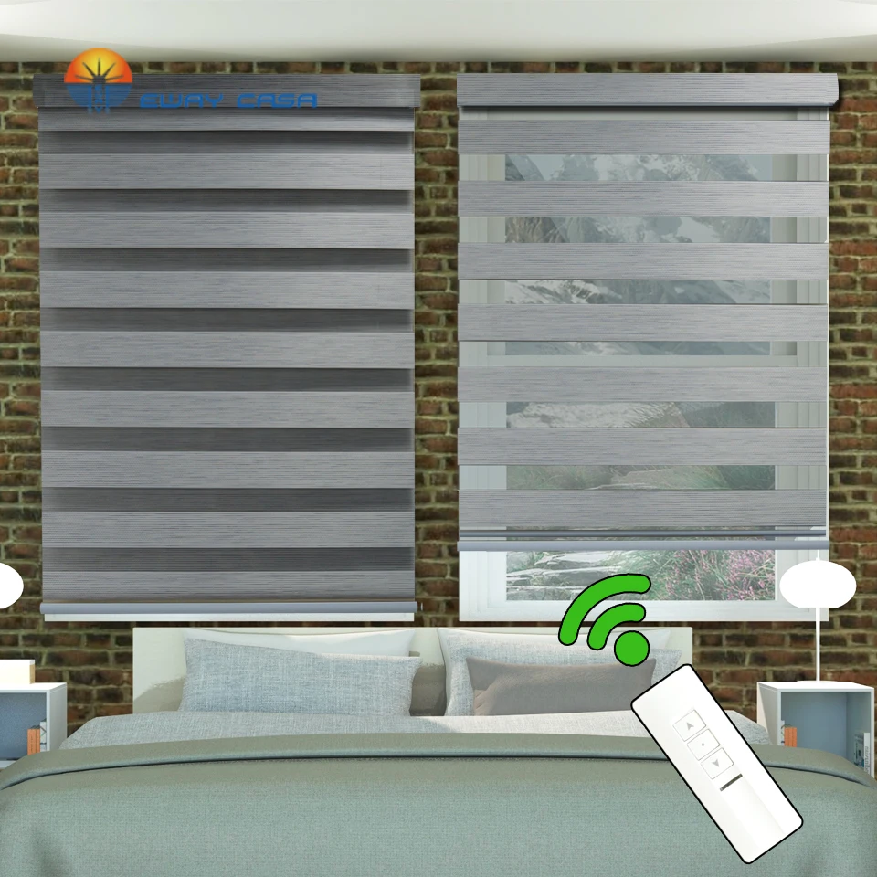 EWAY CASA Motorized Window Blinds Day and Night Electric Roller Blind Zebra Blind Curtains 220V Motor Electronic 36DB MZB_MT_30T