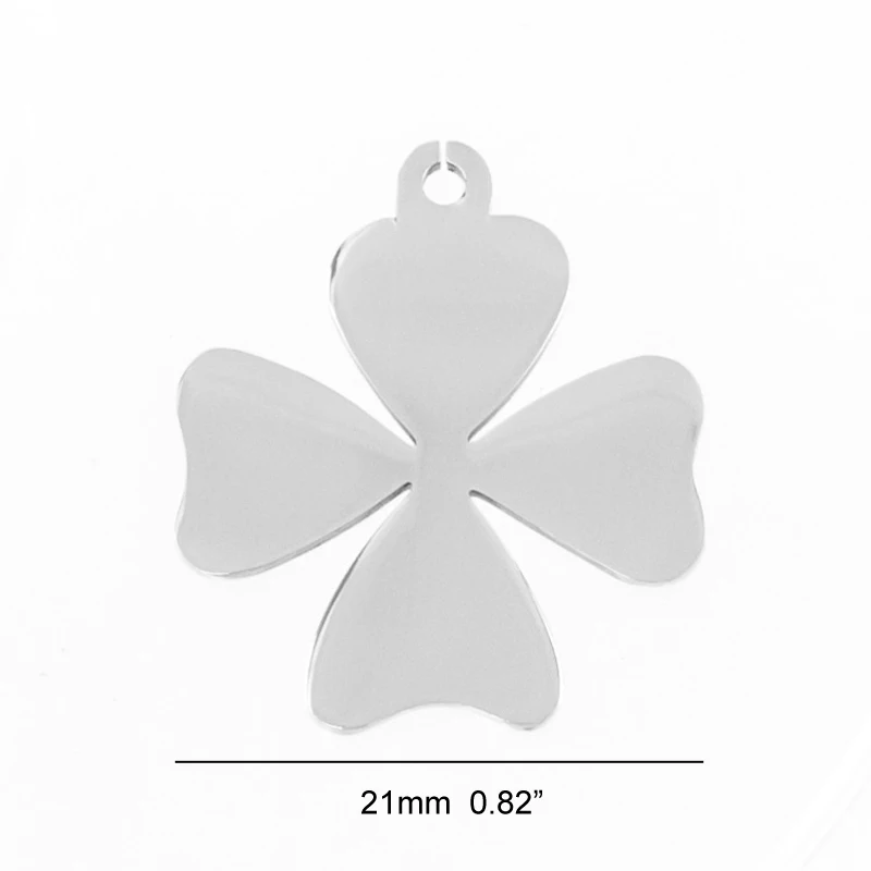 50pcs Fashion smooth double sides polished Four Leaf Clover Pendant stainless steel Metal Necklace for men women wholesale price