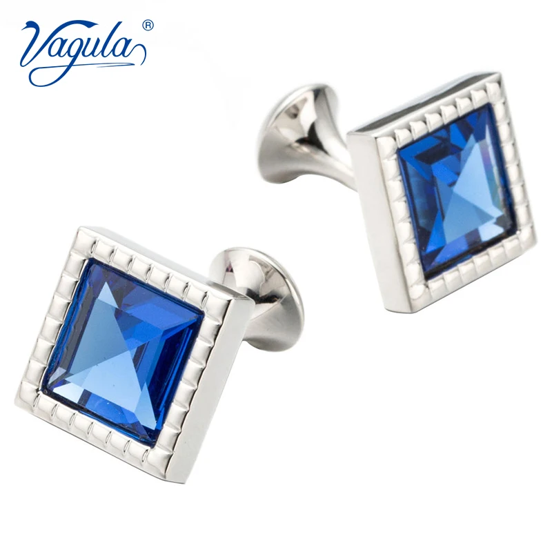 

VAGULA Classic Cufflinks Luxury gift Party Wedding Suit Shirt Gemelos Jewelry Buttons Blue Crystal Cuff links 333