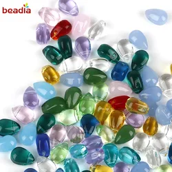 5PCS- 6x9mm Teardrop Bead Czech Gradient Color Oval Glass Beads For Jewelry Making Handmade Earrings Charm Necklace Hair Crafts