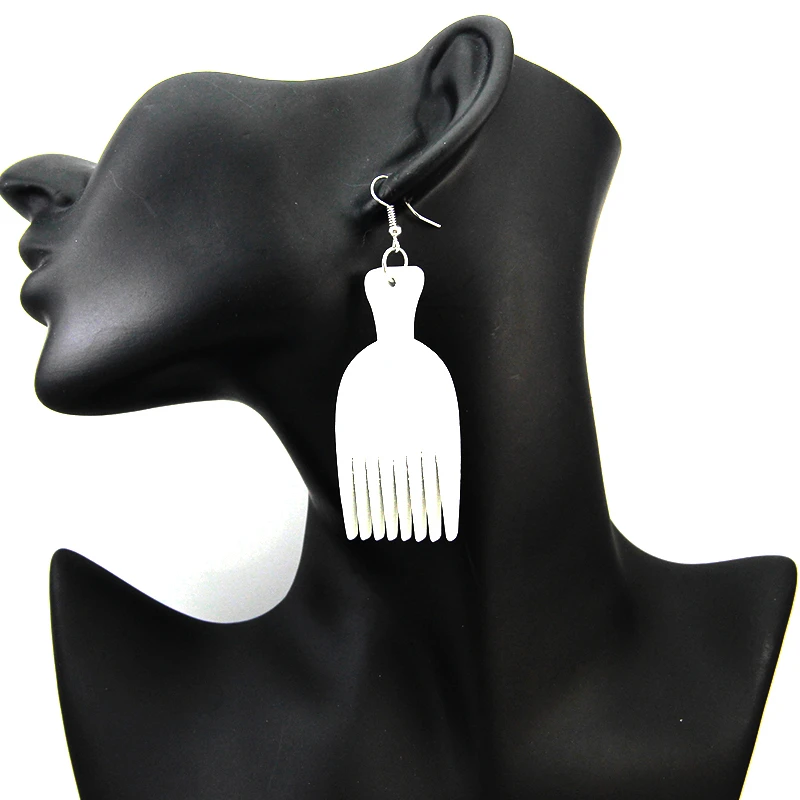 SOMESOOR 7 African Colors Comb Wood Drop Earrings Afrocentric Ethnic Vintage Handmade Dangle Jewelry For Girls Women Gift 6Pairs