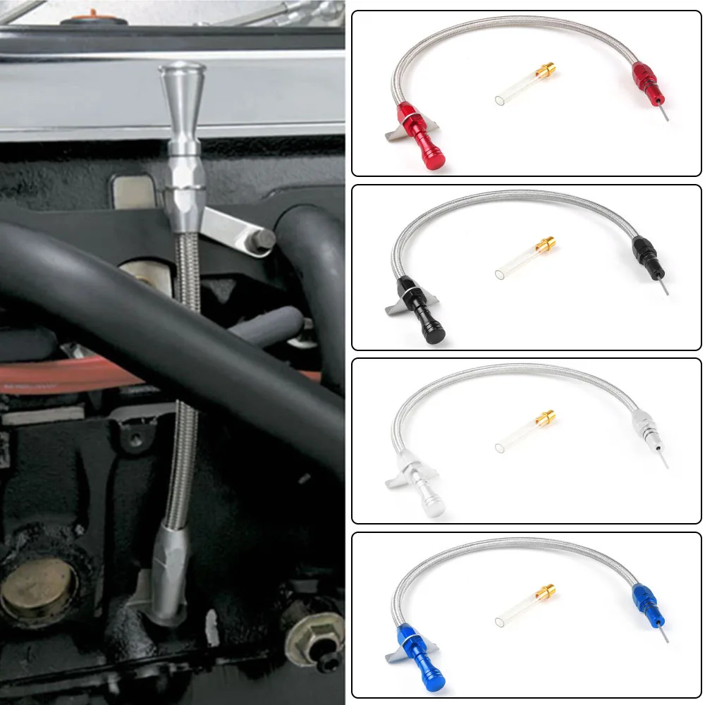 Stainless Flexible Transmission Dipstick Cable Kit ForGM Chevy Trans SBC TH350 350 Turbo 350 Transmissions