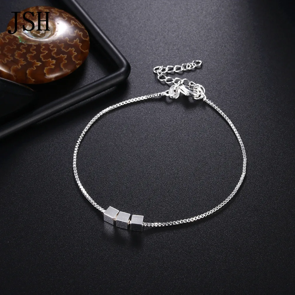 925 charms pendant Beautiful Elegant wedding women cute silver color chain Bracelet high quality fashion Anklet jewelry LH030