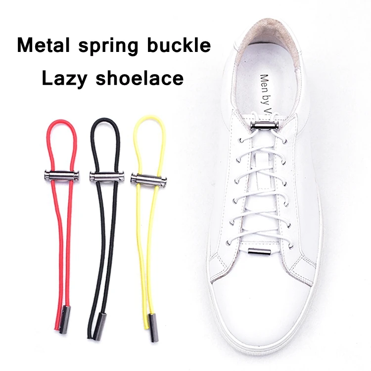 New Metal Lock Button Shoelace No Tie Shoe Laces Elastic buckle Shoelaces Kids Adult Quick Lazy Sneakers Shoes Lace Shoestrings