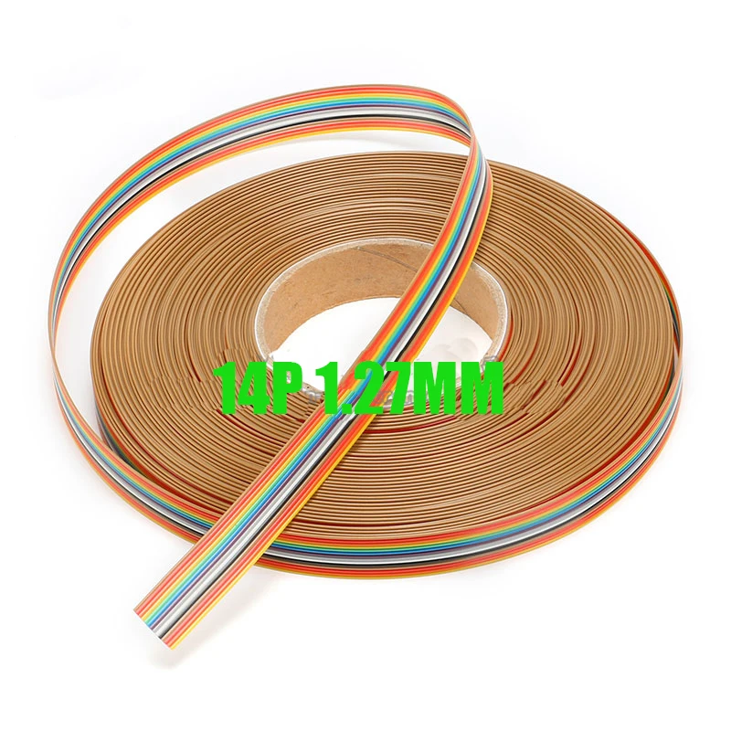 

Free shipping 10M 14 Way ribbon cable color 14P flat wire cable For Raspber Pitch 1.27mm ( 7pc copper wire )