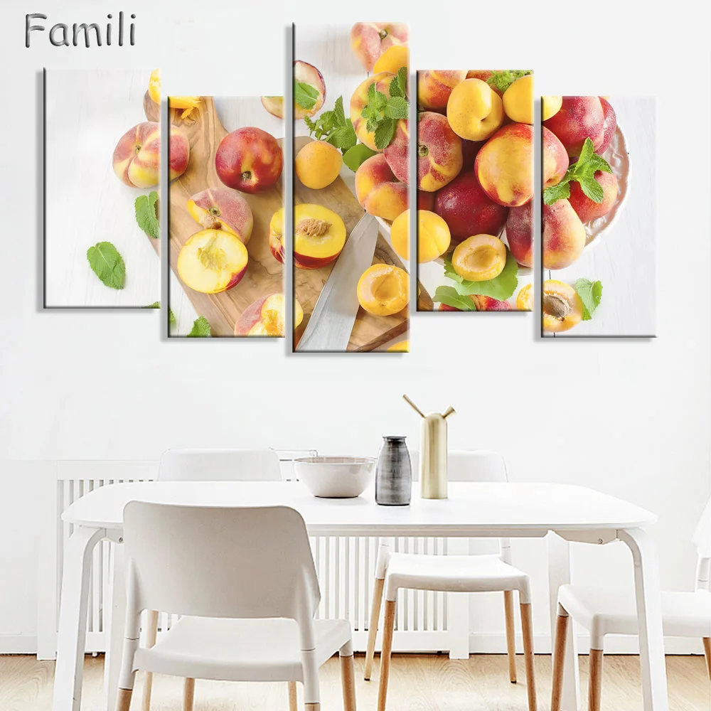 

Canvas Prints Pictures Kitchen & Restaurant Wall Art Frameless 5 Pieces Lemon Ice Cubes Paintings Home Decor Food Drink Poster