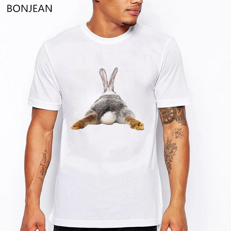 

Funny T Shirts Men Cute Rabbit Chubby Butt Animal Print Tshirt Homme Summer Fashion Harajuku Shirt Men T-Shirt Streetwear Tops