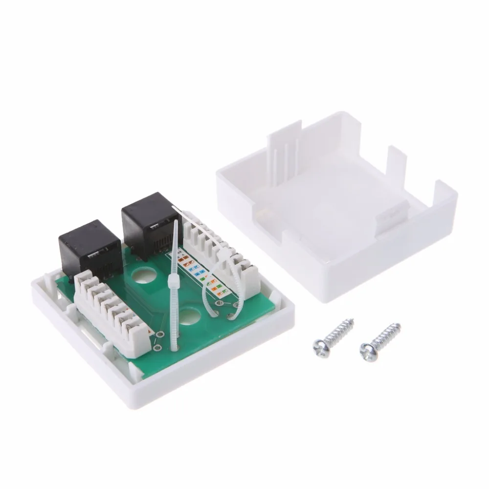 RJ45 Junction Box CAT5e Network Connector 2 Port Desktop Extension Cable Ethernet Box White