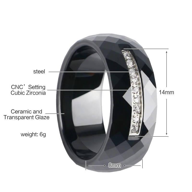 2019 Party Ceramic Rings For Women Zircon White Wide Female Rings Fashion Jewelry With Full US Size Gift For Lovers