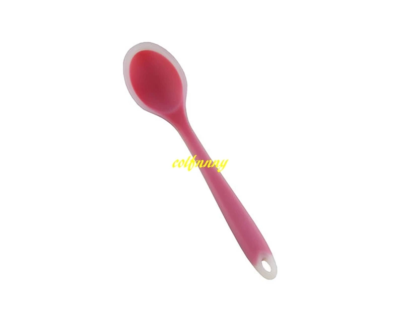 100pcs/lot Fast shipping 27.5x6cm Food Silicone Spoon Colorful Heat Resistant Spoons Kitchenware Cooking Tools Utensil