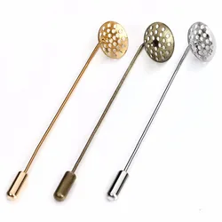 10pcs/lot 55mm Rhodium Gold Color Copper Brooch Pins Base Hat Pin for Women Men's Brooches DIY Jewelry Making Accessories