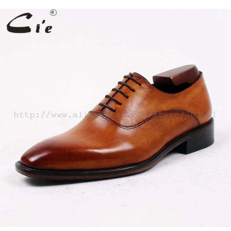 cie Square Plain Toe Custom Bespoke Handmade 100%Pure Genuine Calf Leather Casual Lacing Men\'s Dress Business Leather Shoe OX421