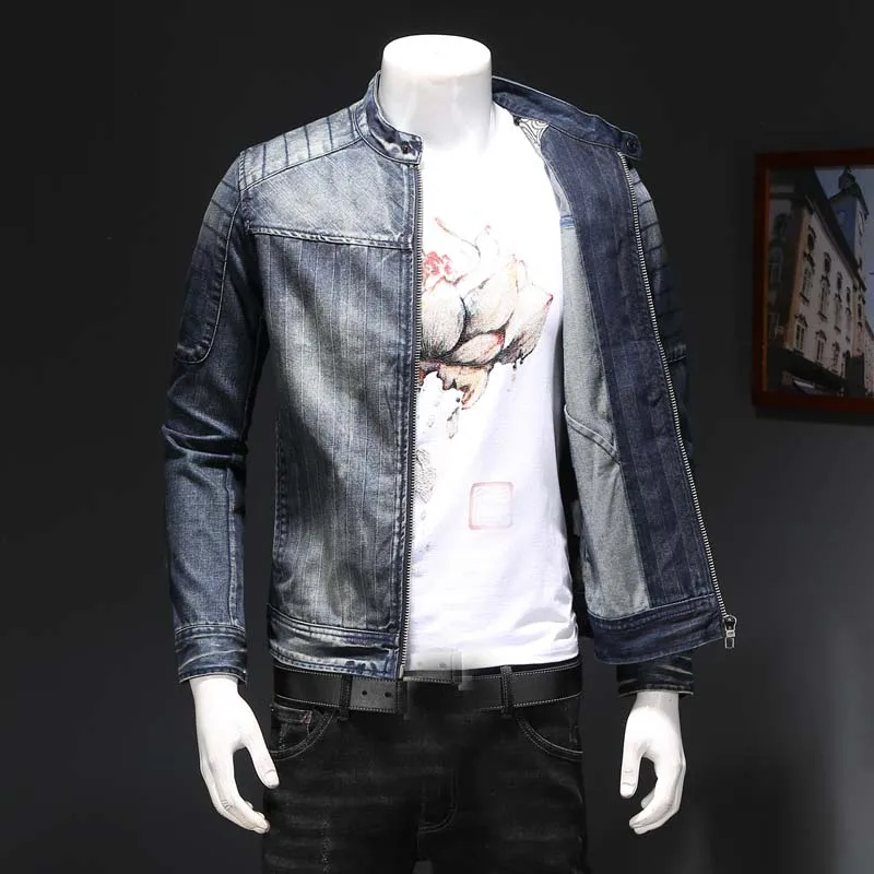 High quality Denim Jacket Mens Blue Jean Jackets New 2019 Autumn/Winter Garment Washed Mens Denim Coat