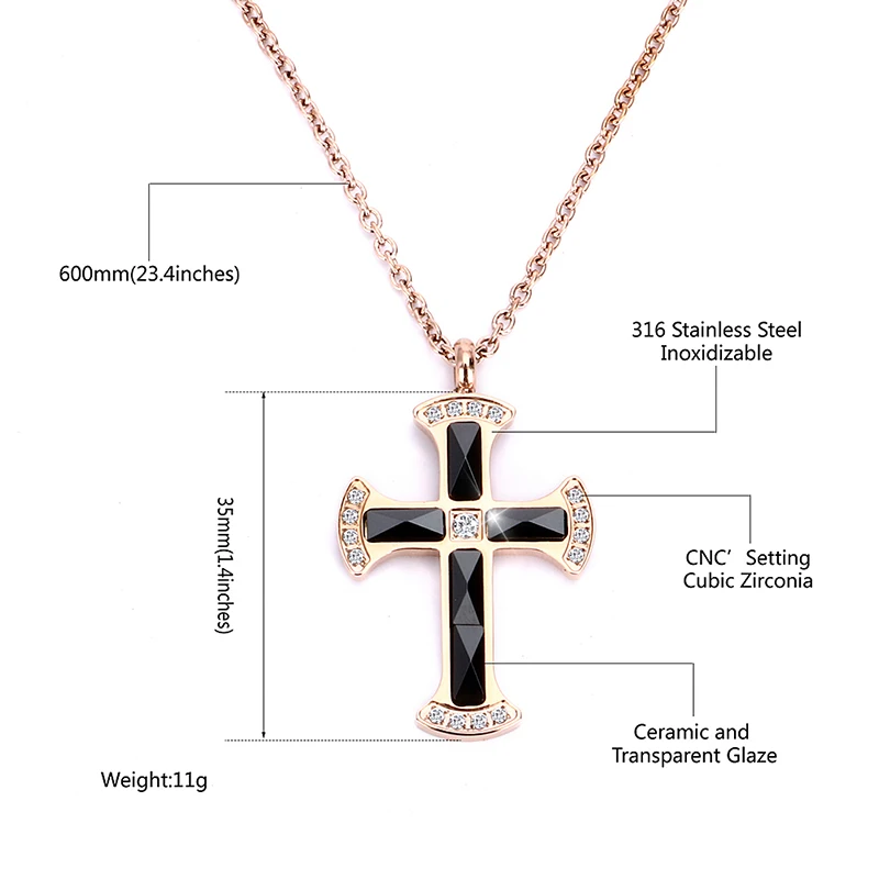 Fashion Cross Sweater Chain For Women Religious Iced Out Rhinestone Crucfix Rose Gold Pendant Necklace Jewelry Free Chain