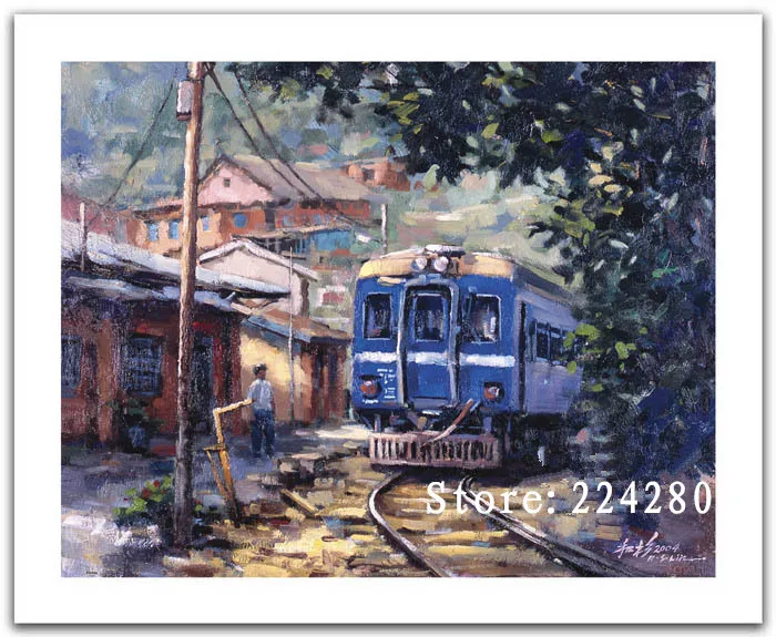 Needlework,Cross stitch Memories Old train Scenery Handmade 14CT Canvas DIY,Cross-stitch kits,Embroidery Art Home Decor